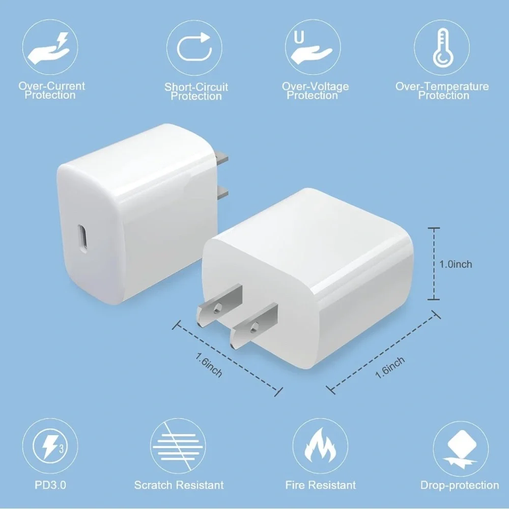 20W Power Adapter Fast Charger W/Cable USB-C To Lightning Original Quality New